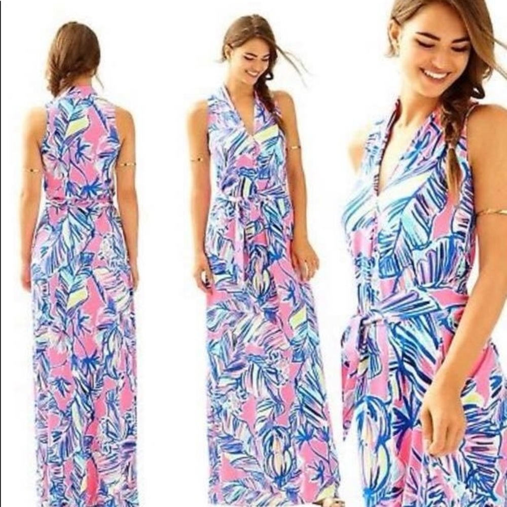 NWT Colette Maxi Dress Tiki Pink Cabana Crazed M